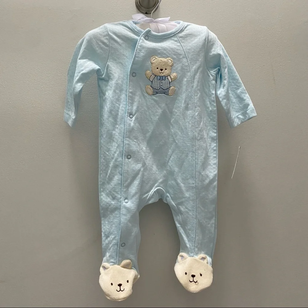 Little Me Newborn Cute Bear Footie in Blue Size 3M New.